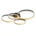 60W Dimmable LED Ceiling Light, Modern 4-Ring Gold Flush Mount with Remote, 3-Color Lighting for Living Room, Bedroom,