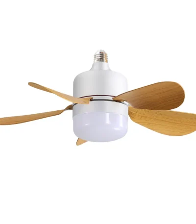 FCJ Modern Polycarbonate Ceiling Fan with Remote Control Solid Wood and Crystal Lamp Body 220V LED Dining Room Light Source