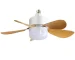 FCJ Modern Polycarbonate Ceiling Fan with Remote Control Solid Wood and Crystal Lamp Body 220V LED Dining Room Light Source
