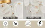 Gold Vintage Flush Mount Ceiling Light - 4-Light Glass Fixture for Bedroom, Hallway, Kitchen, Farmhouse – styled in a modern