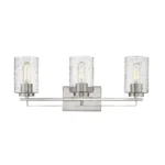 HMS Three Light Wall Sconce with Silver Metal and Textured Glass Premium Wall Lamps – base detail