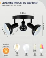 Modern Style Spotlight 3 Way Track Lighting E12 Base Rotatable Ceiling Light Fixture Metal for Kitchen Living Room Office