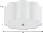 Semi Flush Mount Ceiling Light, Modern Close to Ceiling Lamp with White Fabric Drum Shade for Nursery Kids Room Entery Foyer