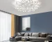 Modern LED Ceiling Light, Dimmable 12-Light Flush Mount Flower Chandelier with Remote, 55W White Acrylic Fixture