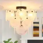 Gold Vintage Flush Mount Ceiling Light - 4-Light Glass Fixture for Bedroom, Hallway, Kitchen, Farmhouse – in a cozy room