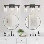 Modern Matte Black LED Bathroom Vanity Light with Clear Glass Shade Wall Sconce Lighting Fixture for Mirror Bedroom Living