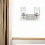 HMS Modern Two-Light Wall Sconce HMS Silver Metal Textured Glass LED Warm White Light Iron Lamp for Indoor Home Apartment