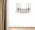 HMS Modern Two-Light Wall Sconce HMS Silver Metal Textured Glass LED Warm White Light Iron Lamp for Indoor Home Apartment