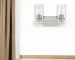 HMS Modern Two-Light Wall Sconce HMS Silver Metal Textured Glass LED Warm White Light Iron Lamp for Indoor Home Apartment