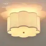 Semi Flush Mount Ceiling Light, Modern Close to Ceiling Lamp with White Fabric Drum Shade for Nursery Kids Room Entery Foyer