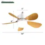 FCJ Modern Polycarbonate Ceiling Fan with Remote Control Solid Wood and Crystal Lamp Body 220V LED Dining Room Light Source