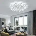 Modern LED Ceiling Light, Dimmable 12-Light Flush Mount Flower Chandelier with Remote, 55W White Acrylic Fixture – styled in