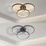 US Stock Free Shipping Dimmable 3-Color Temperature 3-Ring LED 19.7" Matte Black Ceiling Light for Bedroom Living Dining