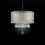 HMS Chic Modern Silver Ceiling Lamp with Crystal Accents PVC Body 4000K & 6000K CCT Switch Control for Home Office
