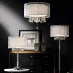 HMS Chic Modern Silver Ceiling Lamp with Crystal Accents PVC Body 4000K & 6000K CCT Switch Control for Home Office