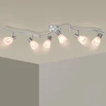 LED Ceiling Light Fixture Glass Lampshade E12 Base Adjustable 6-Light Track Lighting Kit Modern Kitchen Spotlight