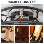 Modern Farmhouse 6-Speed Reversible Blades LED Ceiling Fan 5 Bulbs Low-Profile Built-In Remote Control Unavailable – top view