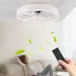 20" Modern Fan Lights Flush Mount LED Ceiling Light With Remote APP Control Dimmable LED 6 Speeds Reversible Blades White