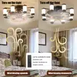 US Stock Free Shipping 22in Coffee Caged Fan Light Industrial Wood Blades 6-Speed Reversible Remote Multi Color LED Ceiling