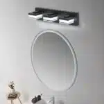 Modern bathroom vanity light with three acrylic globes in matte black finish