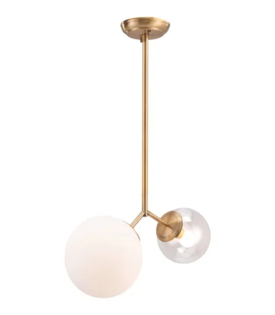HMS Two-Light Metal Dimmable Ceiling Light Gold Shaded White Shades-for Home Office Living Room IP65 Certified 6000K SAA