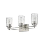 HMS Three Light Wall Sconce with Silver Metal and Textured Glass Premium Wall Lamps – close-up detail
