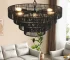 20" Rustic 4-Tier Black Hemp Rope Pendant Light with 6 E12 Sockets,Tiered Boho Ceiling Light Fixture (Bulb Not Included)