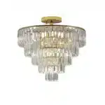 US Stock Free Shipping 19.7in Luxury Round Crystal Chandelier Fixture 10-Light French Gold Iron Ceiling Light for Living
