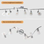 LED Ceiling Light Fixture Glass Lampshade E12 Base Adjustable 6-Light Track Lighting Kit Modern Kitchen Spotlight – styled