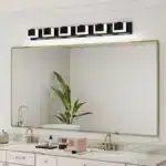 Modern black vanity light with 6 acrylic LED bulbs for bathroom
