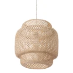 HMS Natural Boho Weave LED Ceiling Lamp Induction Lamps with Iron Base 220V AC for Hotel and Farmhouse Switch Controlled