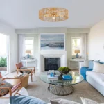 Natural Rattan Flush Mount Ceiling Light Fixture Antique Brass Brush Paint Finish Boho Chandelier for Bedroom Living room