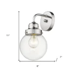 HMS Modern Contemporary Light Silver Wall Sconce with Round Warm White Glass Shade for Apartment and Bathroom Use – base