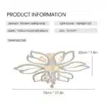 Modern White Dimmable Ceiling Light Acrylic Flower Light Fixture, 6-Head Flush Mount Chandelier with Remote for Bedroom