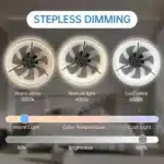 Ship InUSA,Modern LED Ceiling Fan with Light,24'' Dimmable Ceiling Light with Invisible Blades and Crystal Design,Remote