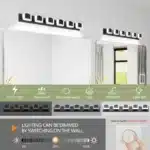 Modern black vanity light with 6 acrylic LED bulbs for bathroom