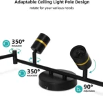 6-Light Ceiling Light Kit Foldable Arm E26 Base Matte Black Ceiling Spotlights Fitting for Kitchen Track Lighting Fixtures