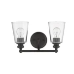 HMS Contemporary Two-Light Antique Bronze Glass Shade Wall Sconce Warm White Modern Wall Lamp for Living Room or Home – side