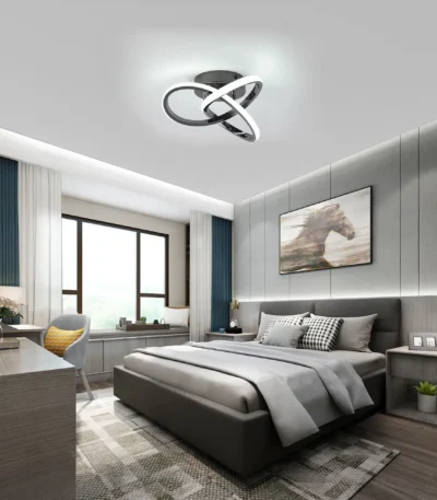 20W LED Ceiling Light, Black Flush Mount Fixture, 6000K Cool White Lighting for Hallway, Kitchen, Bedroom, Bathroom