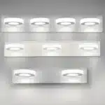 Modern LED mirror light illuminating a stylish bathroom vanity