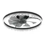 Ship InUSA,Modern LED Ceiling Fan with Light,24'' Dimmable Ceiling Light with Invisible Blades and Crystal Design,Remote