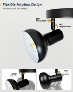 Modern Style Spotlight 3 Way Track Lighting E12 Base Rotatable Ceiling Light Fixture Metal for Kitchen Living Room Office