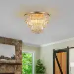 US Stock Free Shipping French Gold Round Crystal Chandelier 6-Light 20 Inch Luxury Ceiling Light Fixture for Living Room