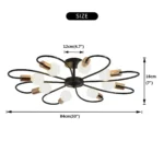 8-Light Semi Flush Ceiling Light, Modern Sputnik Chandelier, Industrial Vintage Metal Pendant Lamp for Kitchen Dining – side