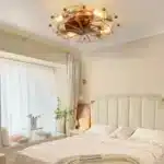 Modern Industrial 60W Low Profile Cage Ceiling Fan with Light 5 Blades Remote Control DC Motor ABS Lamp Body Built-in FCJ