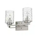 HMS Two-Light Wall Sconce with Silver Metal and Pebbled Glass Cobbles & Pebbles Product Category – side view
