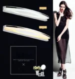 Modern LED bathroom mirror light with acrylic lampshade and stainless steel sconce