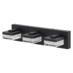 Modern bathroom vanity light with three acrylic globes in matte black finish