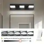 Modern bathroom vanity light with three acrylic globes in matte black finish