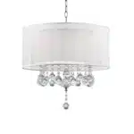 HMS Chic Modern Silver Ceiling Lamp with Crystal Accents PVC Body 4000K & 6000K CCT Switch Control for Home Office